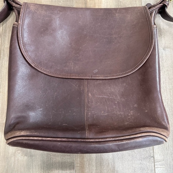 Vintage Coach 90s Whitney Saddle Bag Crossbody Brown Leather Messenger Purse - Picture 4 of 16